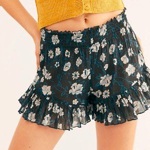 Free People FP One Namaste Floral Sleep Shorts Printed Ruffle Smocked New XS